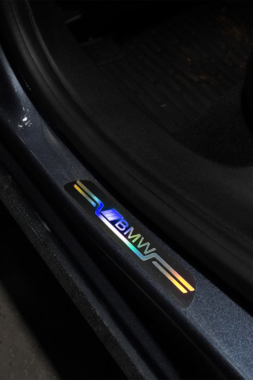 Bmw Uyumlu Aynalı Kapı Eşiği Koruma Sticker Seti 4'lü Gümüş