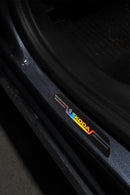 Skoda Uyumlu Aynalı Kapı Eşiği Koruma Sticker Seti 4'lü Gümüş