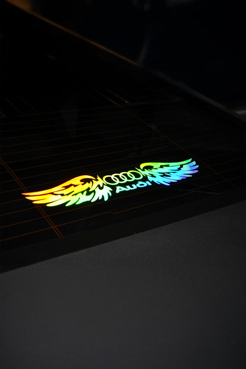 AUDİ Uyumlu Hologram Kanat Logo Sticker Çıkartma Oto Aksesuar Araba