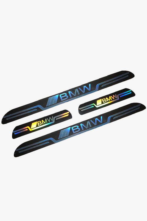 Bmw Uyumlu Aynalı Kapı Eşiği Koruma Sticker Seti 4'lü Gümüş