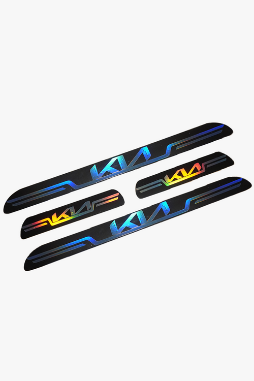 Kia Uyumlu Aynalı Kapı Eşiği Koruma Sticker Seti 4'lü Gümüş