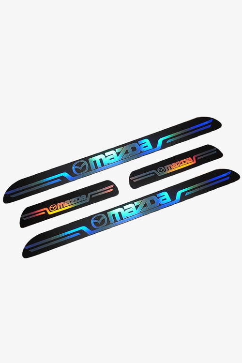 Mazda Uyumlu Aynalı Kapı Eşiği Koruma Sticker Seti 4'lü Gümüş