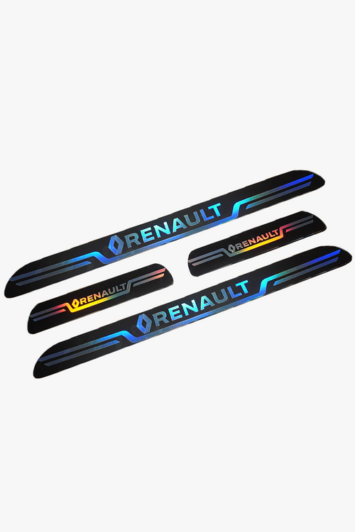 Renault Uyumlu Aynalı Kapı Eşiği Koruma Sticker Seti 4'lü Gümüş