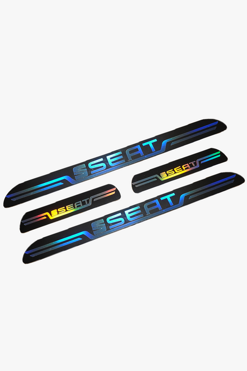 Seat Uyumlu Aynalı Kapı Eşiği Koruma Sticker Seti 4'lü Gümüş