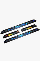 Skoda Uyumlu Aynalı Kapı Eşiği Koruma Sticker Seti 4'lü Gümüş