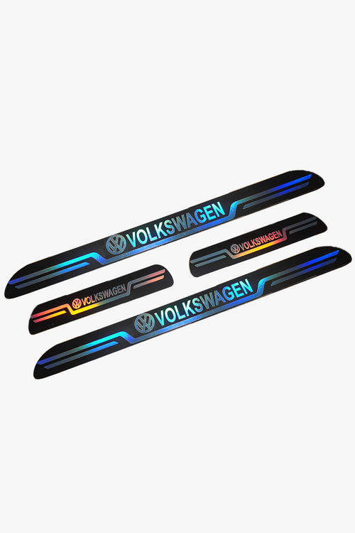 Volkswagen Uyumlu Aynalı Kapı Eşiği Koruma Sticker Seti 4'lü Gümüş